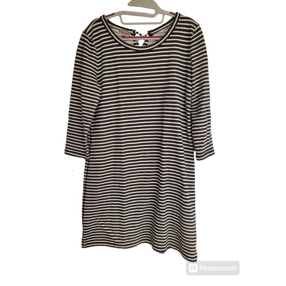 Talbots Dresses & Skirts - Women's T by Talbots Terry Knit Black/White Striped Dress Lace Up Back | Size M